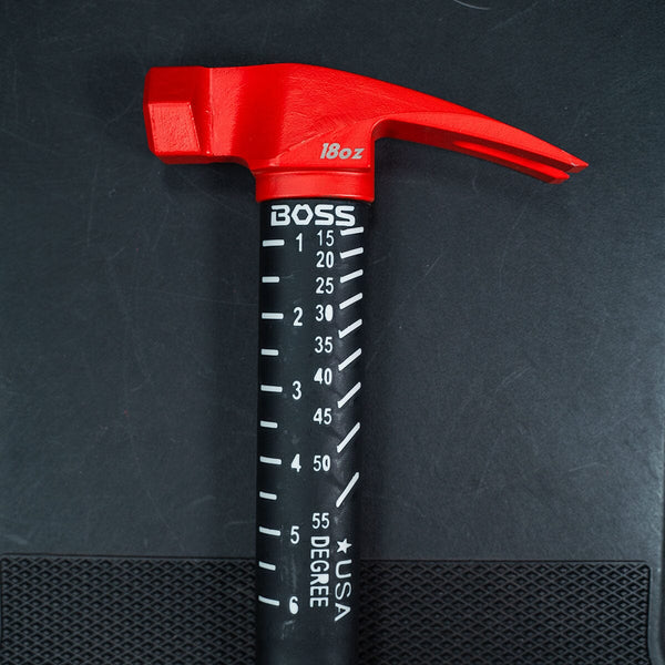 18 oz. Steel Hammer | Poly-Fiberglass Handle Hammer Boss Hammer Co. Milled Red Cerakote® 