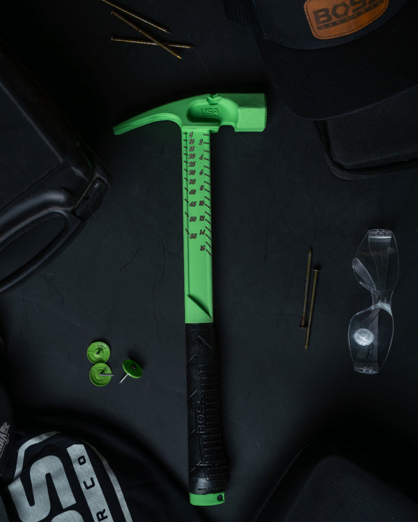 Custom Pro Plus Titanium Hammer Titanium Boss Hammer Co. 16 oz Smooth Face Hi-Viz Green 